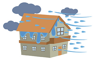 横なぐりの雨の時、雨漏りする